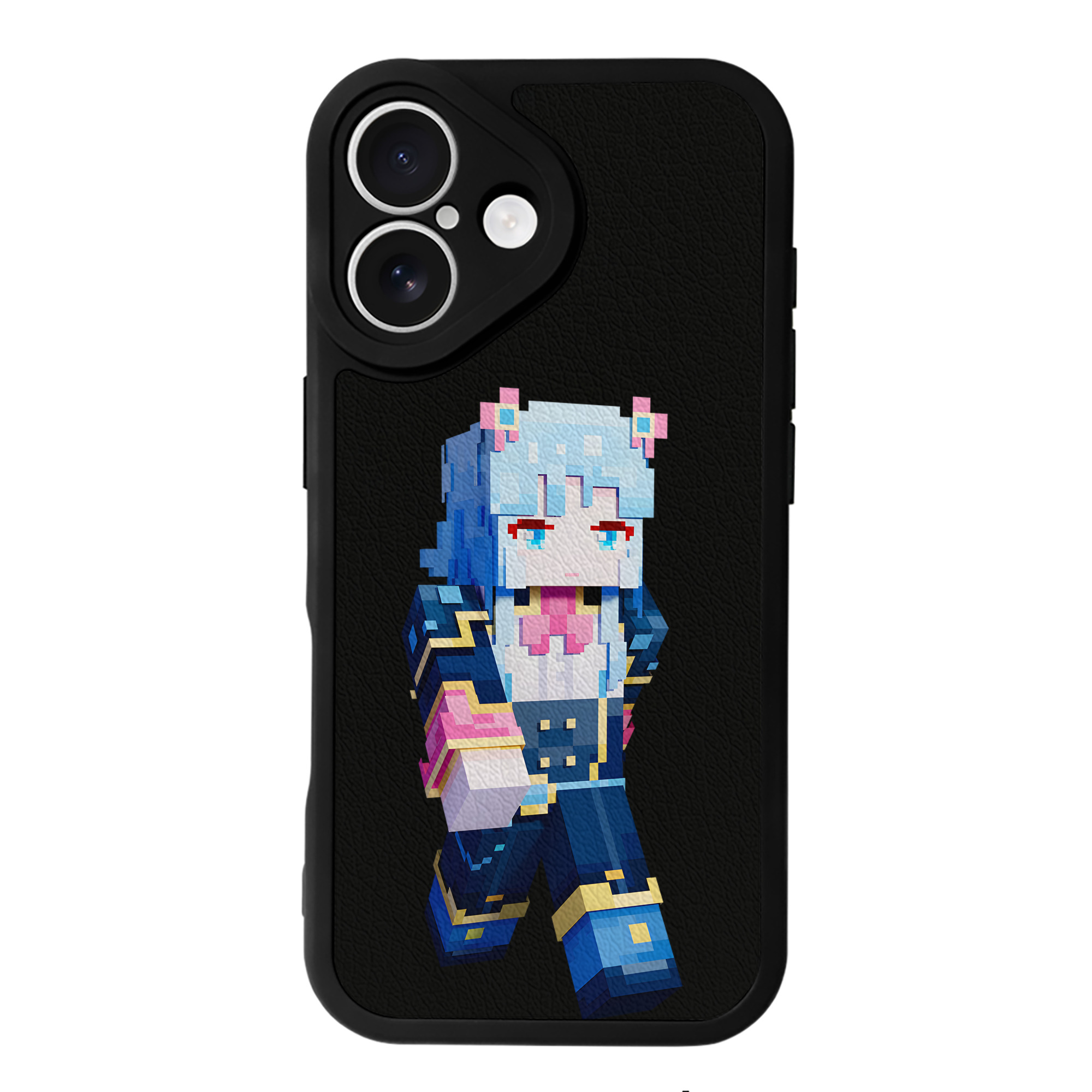 （画像用） マインクラフト ブロックの世界 Minecraft MC Block world 【iPhone 16シリーズ対応】シリコンスマホケース（レザー調） 材質：シリコン